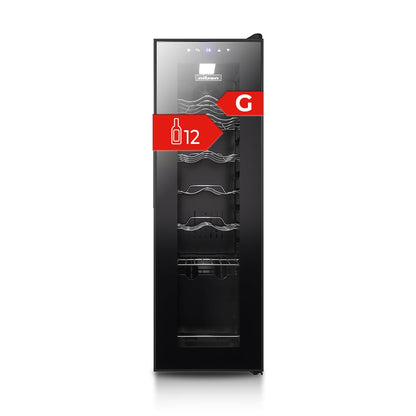 Nilson Enoteca 12 Bottiglie Nero, NVN1200S. Ciclica, livello sonoro 44 dB, zona unica di temperatura, display digitale, luce interna a LED