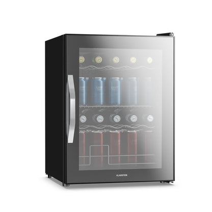 KLARSTEIN Frigo Vetrina Bibite 60L - Porta in Vetro a Specchio, LED, Temperatura 0-13°C, 4 Ripiani Regolabili