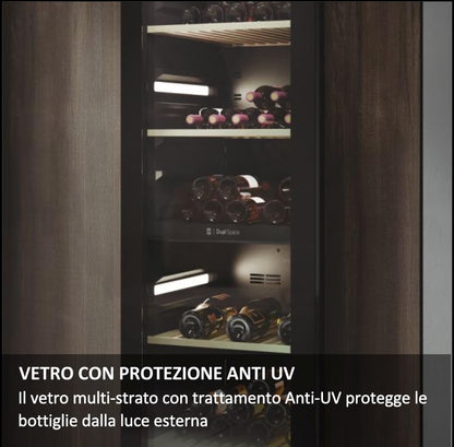 Haier Wine Bank 50 Serie 5 Cantinetta Vino Doppia Temperatura, 79 Bottiglie, Vetro Anti-UV, LED 3D, Controllo tramite App