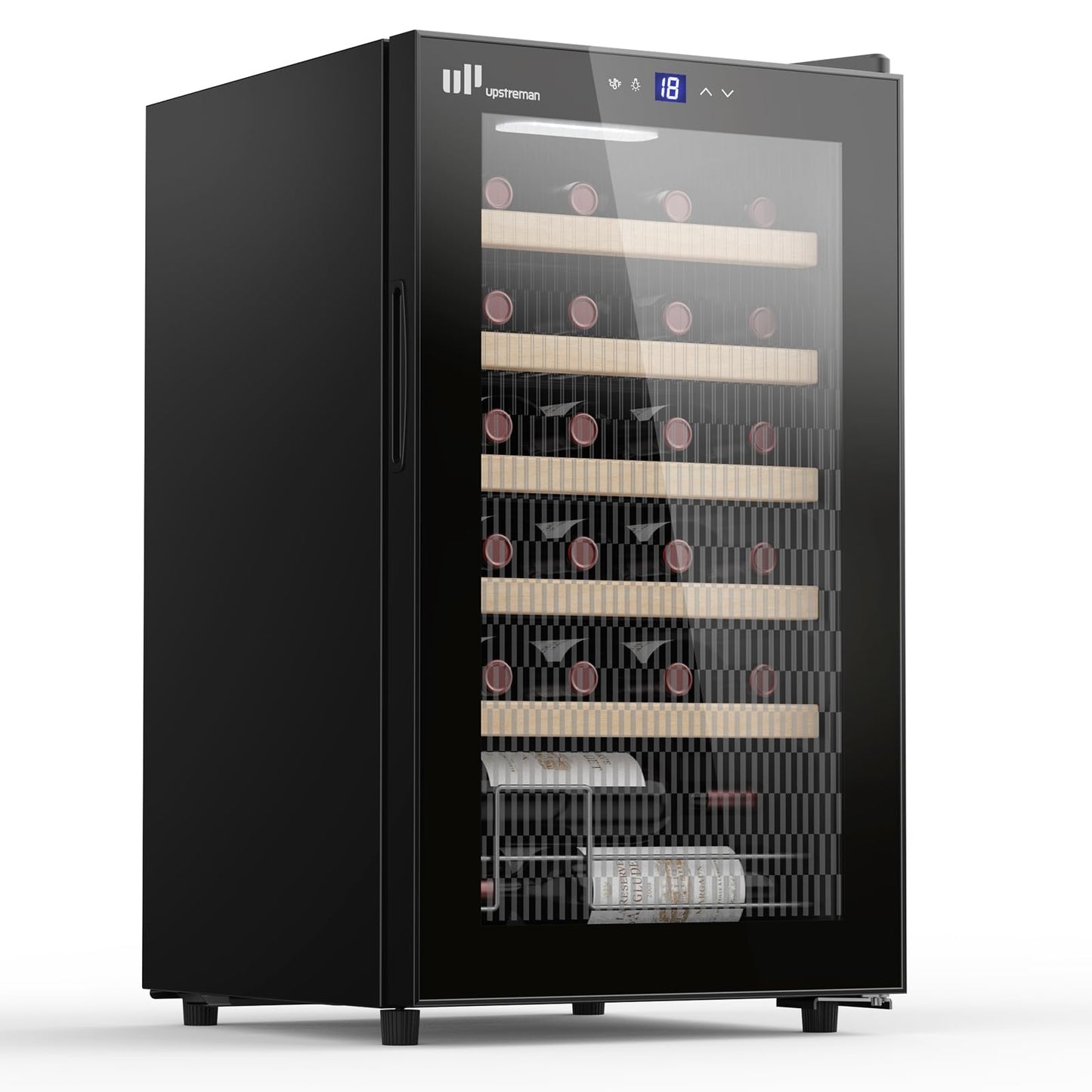 Upstreman Cantinetta Vino, 24 Bottiglie, Temperatura Regolabile 5°C - 20°C, da Incasso o Sottobanco, Display Touch