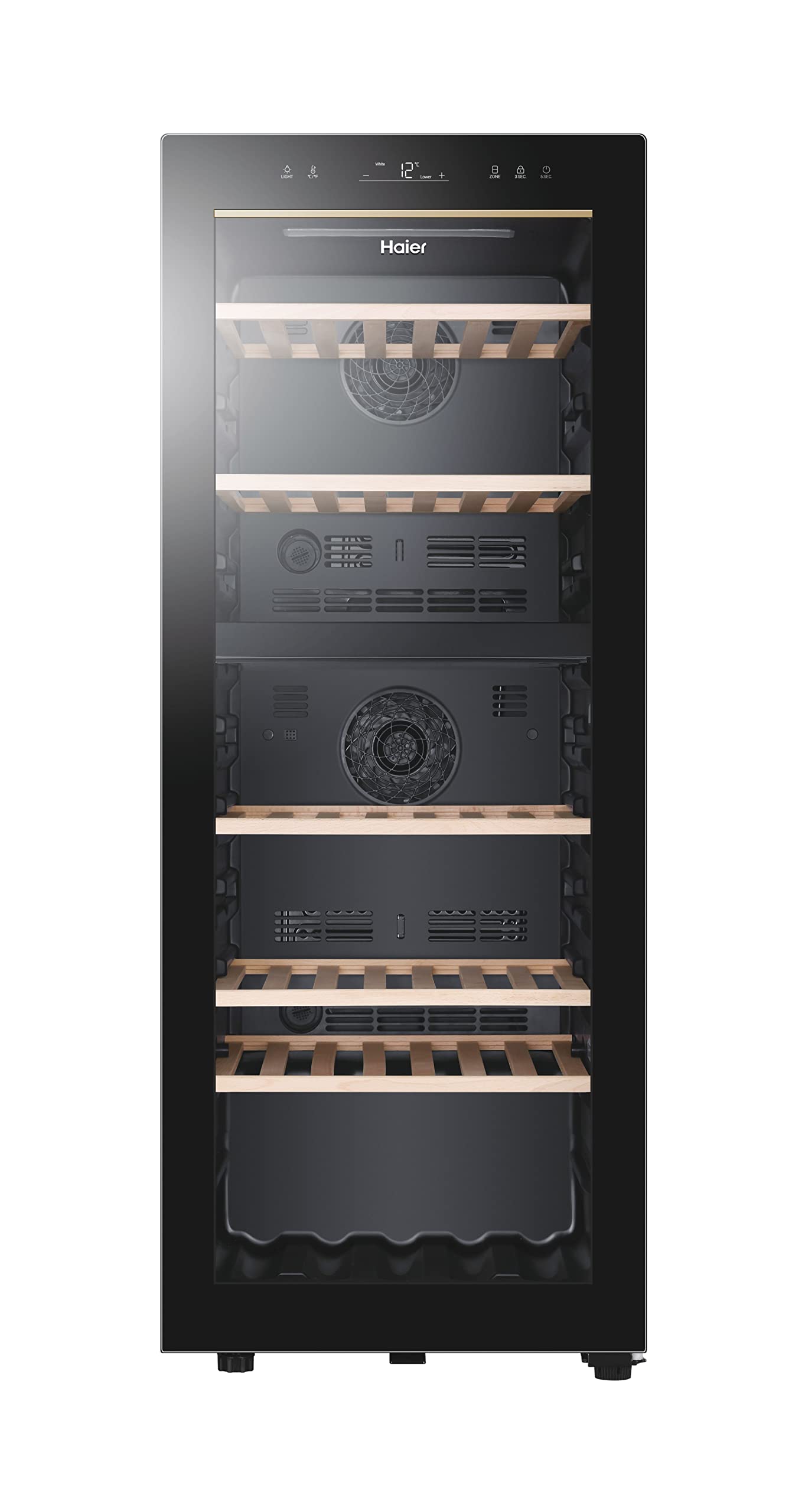 Haier Wine Bank 50 Serie 5 Cantinetta Vino Doppia Temperatura, 79 Bottiglie, Vetro Anti-UV, LED 3D, Controllo tramite App