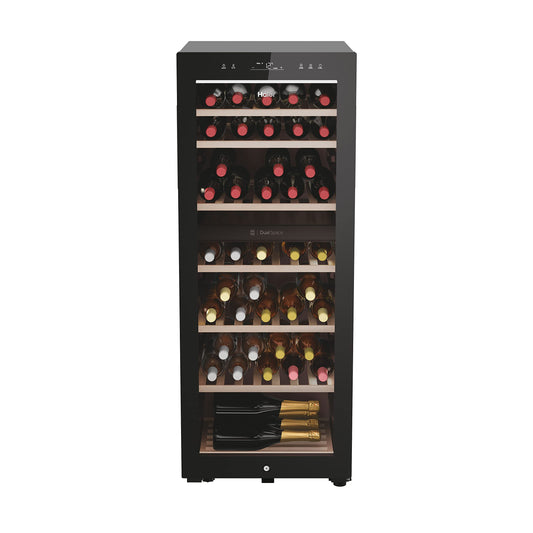Haier Wine Bank 50 Serie 7 Cantinetta Vino Doppia Temperatura, 77 Bottiglie, Vetro Anti-UV, LED 3D, Controllo tramite App