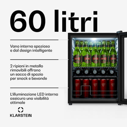 KLARSTEIN “Beersafe” – Mini frigorifero per bevande, minibar silber - 65 Liter