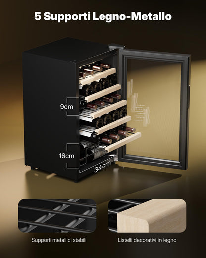 Upstreman Cantinetta Vino, 24 Bottiglie, Temperatura Regolabile 5°C - 20°C, da Incasso o Sottobanco, Display Touch