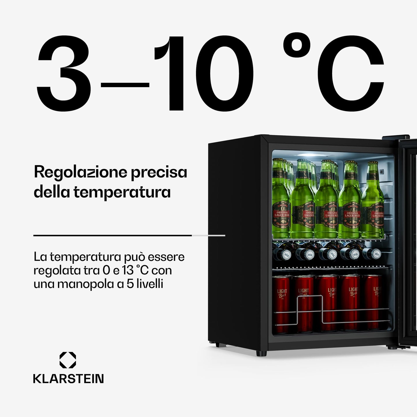 KLARSTEIN “Beersafe” – Mini frigorifero per bevande, minibar silber - 65 Liter