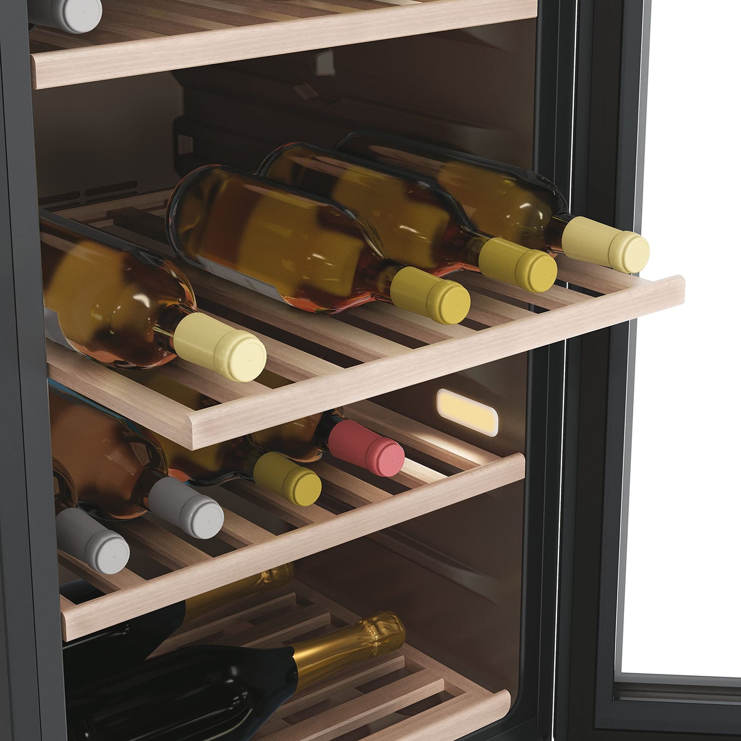 Haier Wine Bank 50 Serie 7 Cantinetta Vino Doppia Temperatura, 77 Bottiglie, Vetro Anti-UV, LED 3D, Controllo tramite App
