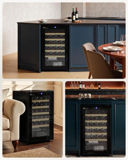 Upstreman Cantinetta Vino, 24 Bottiglie, Temperatura Regolabile 5°C - 20°C, da Incasso o Sottobanco, Display Touch